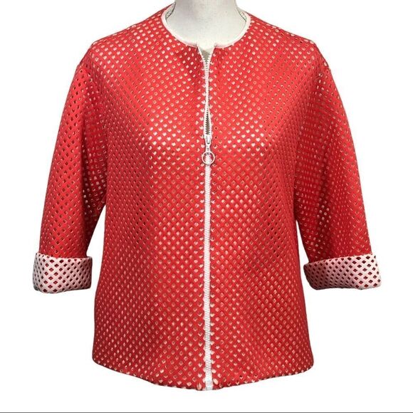 CLOVER CANYON - BRIGHT TANGERINE FULL ZIP - SLIGHT A-LINE DESIGN & MORE - B3 - Picture 3 of 14